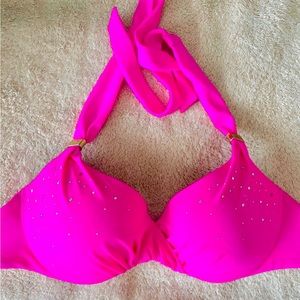 Victoria secret padded embellished hot pink bikini top 34C